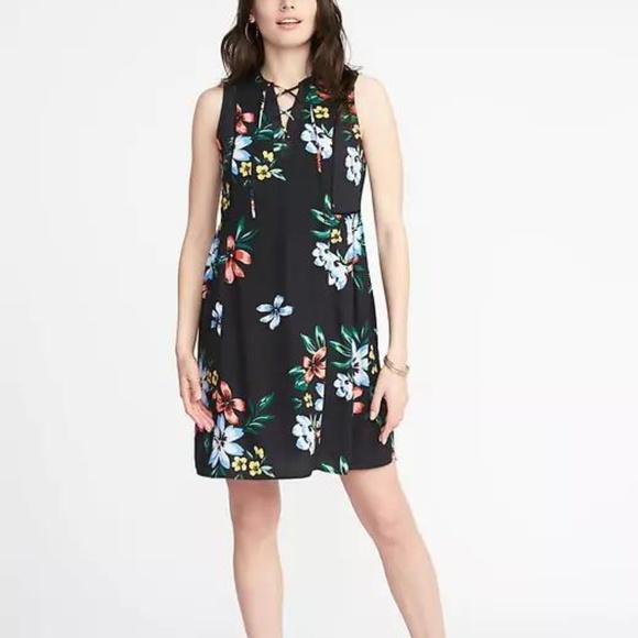 Old Navy Lace-Up Sleeveless Swing Dress for Women - Picture 1 of 1